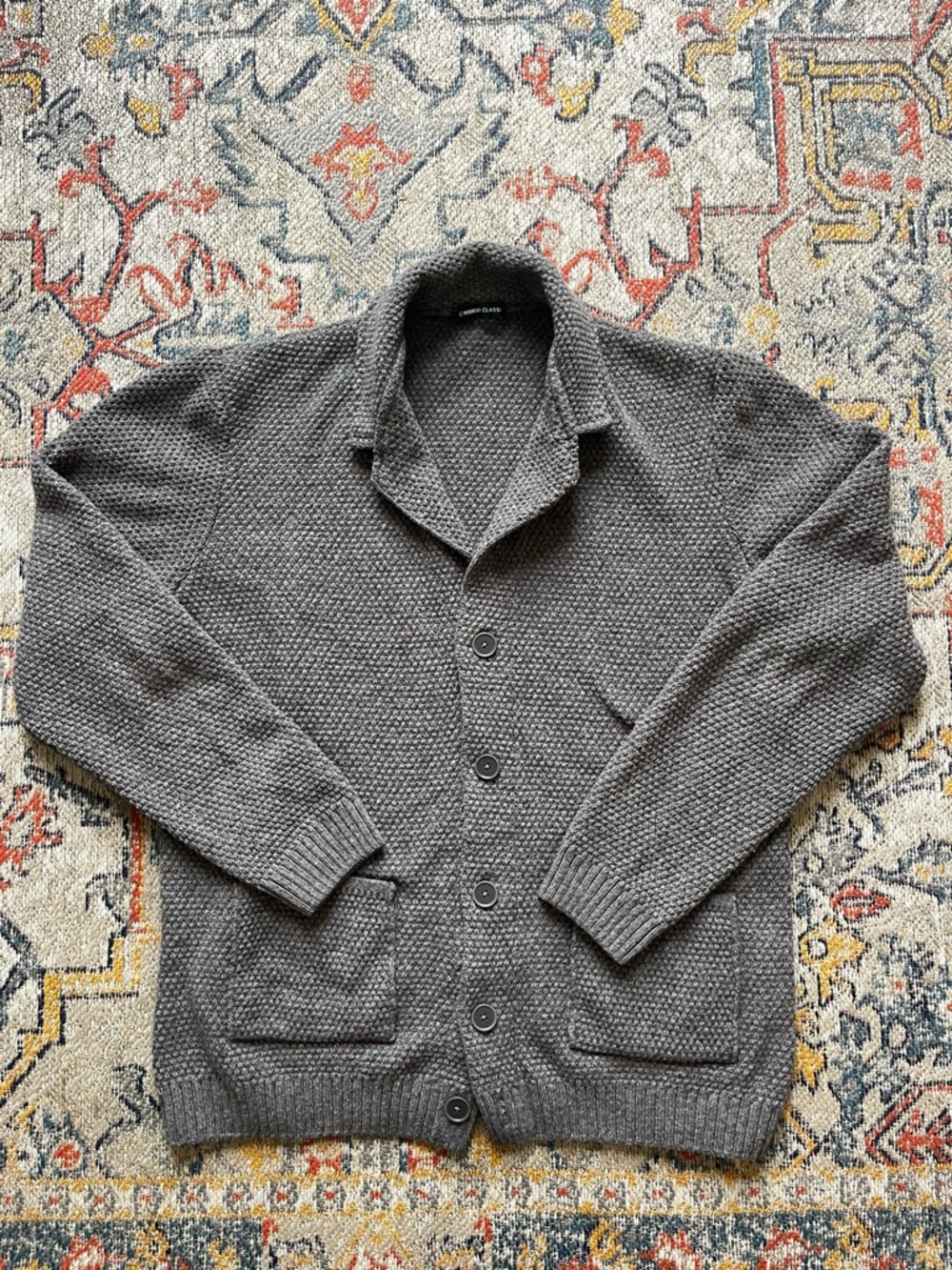 Men's Gray Shawl Collar Button-Front Cardigan LC Waikiki XL